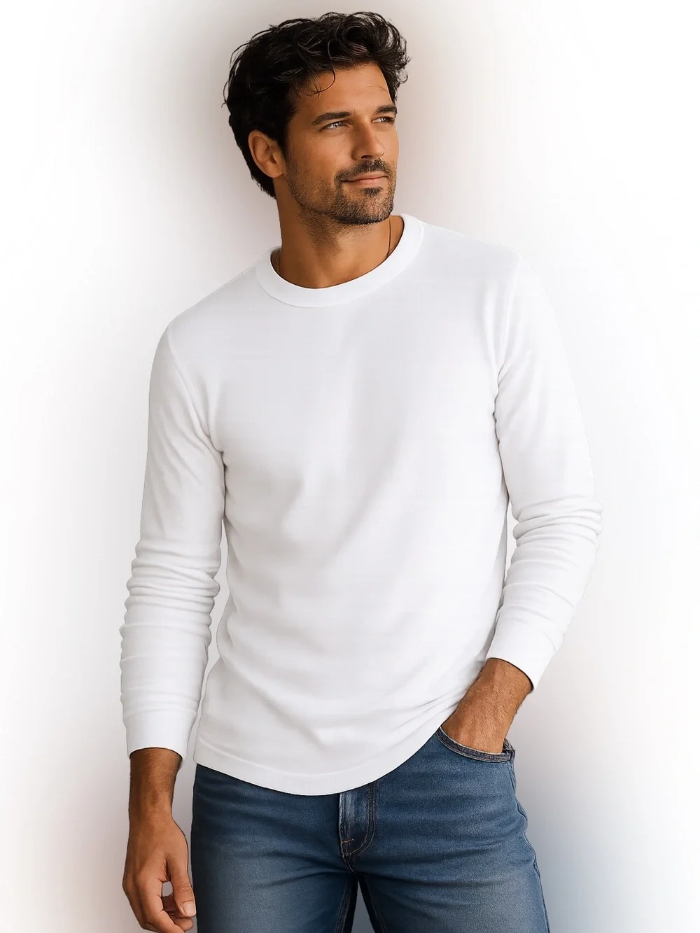 New! J. Crew Wallace & Barnes honeycomb thermal crewneck Men's White waffle